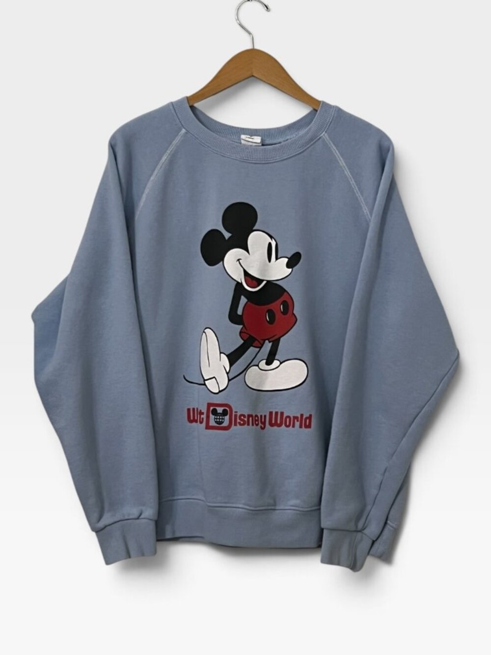 Walt Disney World Classic Mickey Mouse Crewneck Sweatshirt L Blue Retro Style
